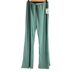 LIVE TO BE SPOILED Ladies Elastic Waist Wide Leg Ridged Pants Size XL Green